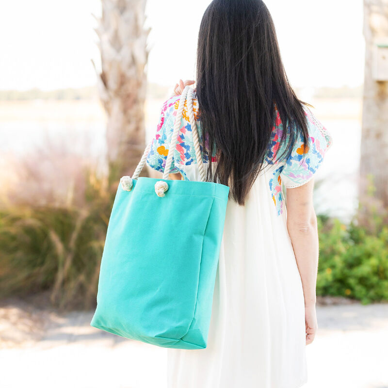 Canvas beach tote with rope handles online